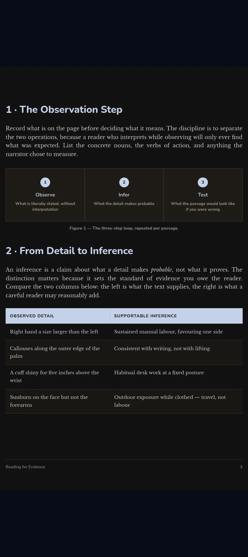 A lecture PDF in GemReader rendered in dark mode with tables and figures intact